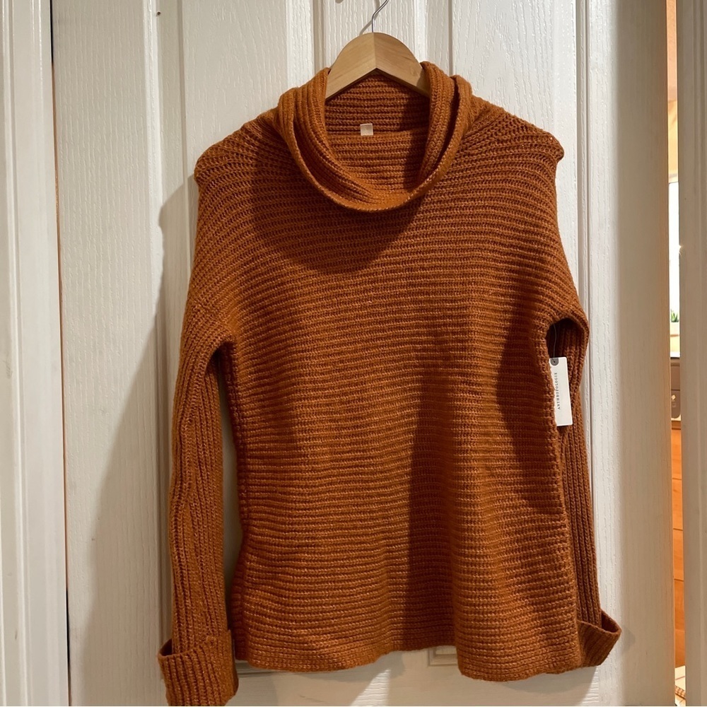 ANTHROPOLOGIE Pilcro Cowl Neck Sweater Cedar Rust Size XXS Winter Cozy Anthro - Picture 6 of 7
